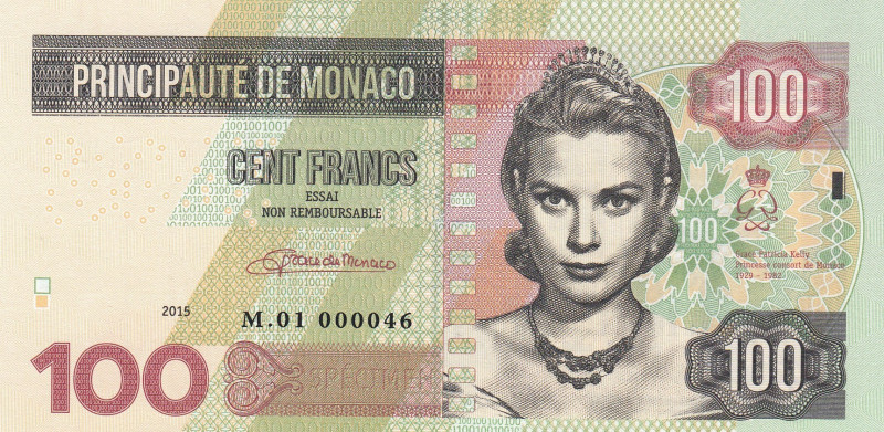 Monaco, 100 Francs, 2015, UNC, 
UNC
Estimate: USD 200-400