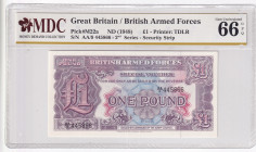 Great Britain, 1 Pound, 1948, UNC, pM22a
UNC
MDC 66 GPQ, British Armed Forces
Estimate: USD 20-40