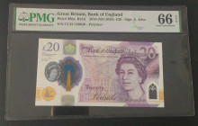 Great Britain, 20 Pounds, 2020, UNC, p396a
UNC
PMG 66 EPQ, Queen Elizabeth II. Potrait
Estimate: USD 50-100