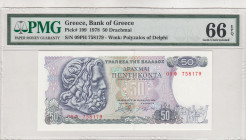 Greece, 50 Drachmai, 1978, UNC, p199
UNC
PMG 66 EPQ
Estimate: USD 25-50