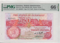 Guernsey, 20 Pounds, 1980/1989, UNC, p51a
UNC
PMG 66 EPQ
Estimate: USD 400-800