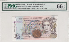 Guernsey, 5 Pounds, 1996, UNC, p56b
UNC
PMG 66 EPQ, Queen Elizabeth II. Potrait
Estimate: USD 40-80