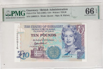Guernsey, 10 Pounds, 1995, UNC, p57d
UNC
PMG 66 EPQ, Queen Elizabeth II. Potrait
Estimate: USD 60-120