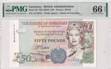 Guernsey, 50 Pounds, 1994, UNC, p59
UNC
PMG 66 EPQ, Queen Elizabeth II. Potrait
Estimate: USD 150-300