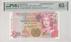 Guernsey, 20 Pounds, 2012, UNC, p61
UNC
PMG 65 EPQ, Queen Elizabeth II. Potrait, Commemorative banknote
Estimate: USD 75-150