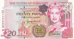 Guernsey, 20 Pounds, 2012, UNC, p61
UNC
Queen Elizabeth II Portrait, Commemorative Banknote, Low Serial Number
Estimate: USD 50-100