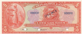 Haiti, 5 Gourdes, 1951/1964, UNC, p180s, SPECIMEN
UNC
Estimate: USD 75-150
