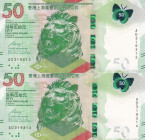 Hong Kong, 50 Dollars, 2018, UNC, p219, (Total 2 consecutive banknotes)
UNC
Estimate: USD 20-40