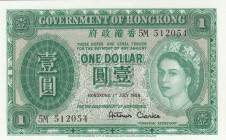 Hong Kong, 1 Dollar, 1958, UNC, p324Ab
UNC
Queen Elizabeth II. Potrait
Estimate: USD 40-80