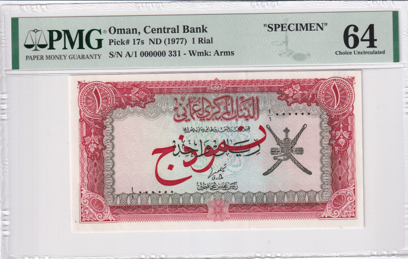 Oman, 1 Rial, 1977, UNC, p17s, SPECIMEN
UNC
PMG 64
Estimate: USD 600-1200