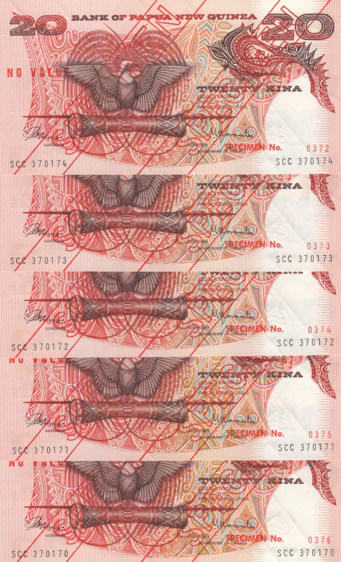 Papua New Guinea, 20 Kina, 1977, UNC, p4as, SPECIMEN
UNC
(Total 5 banknotes)
...