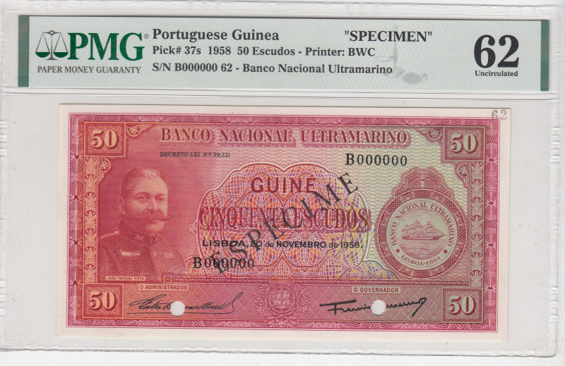 Portuguese Guinea, 50 Escudos, 1958, UNC, p37s, SPECIMEN
UNC
PMG 62
Estimate:...