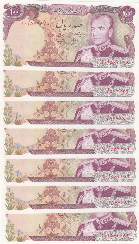 Iran, 100 Rials, 1974/1979, UNC, p102a, (Total 7 consecutive banknotes)
UNC
Es...