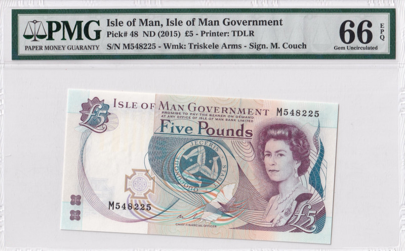 Isle of Man, 5 Pounds, 2015, UNC, p48
UNC
PMG 66 EPQ, Queen Elizabeth II. Potr...