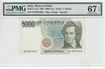 Italy, 5.000 Lire, 1985, UNC, p111b
UNC
PMG 67 EPQ, High condition 
Estimate: USD 25-50