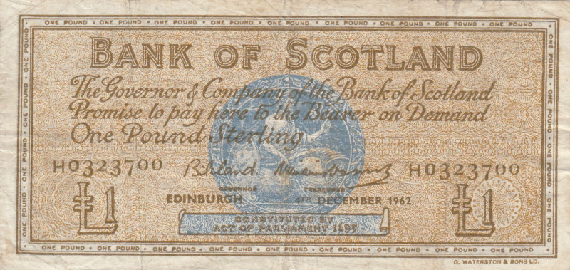 Scotland, 1 Pound, 1962, FINE(+), p102a
FINE(+)
Stained
Estimate: USD 20-40