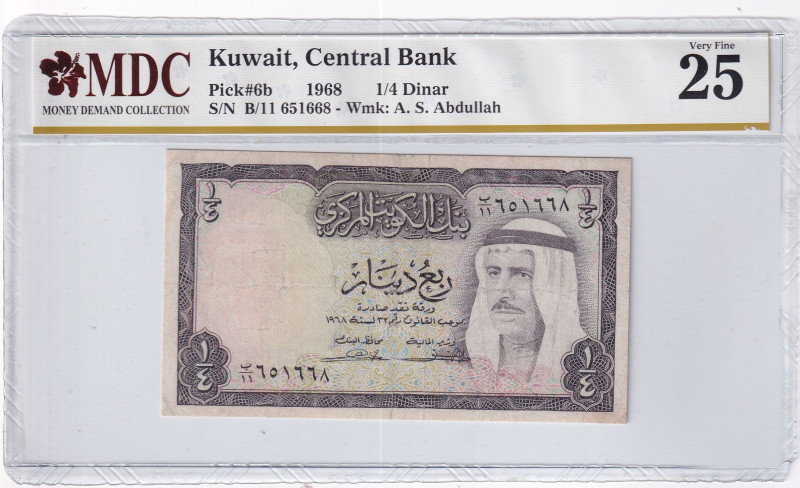 Kuwait, 1/4 Dinar, 1968, VF, p6b
VF
MDC 25
Estimate: USD 25-50