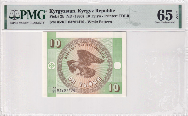 Kyrgyzstan, 10 Tyiyn, 1993, UNC, p2b
UNC
PMG 65 EPQ
Estimate: USD 20-40