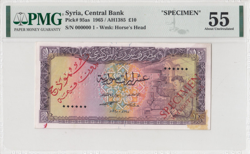 Syria, 10 Pounds, 1965, AUNC, p95as, SPECIMEN
AUNC
PMG 55
Estimate: USD 600-1...