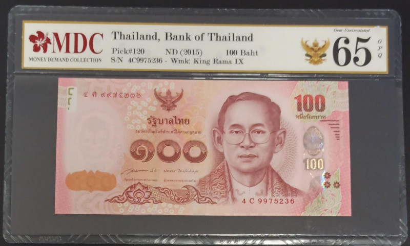 Thailand, 100 Baht, 2015, UNC, p120
UNC
MDC 65 GPQ
Estimate: USD 20-40