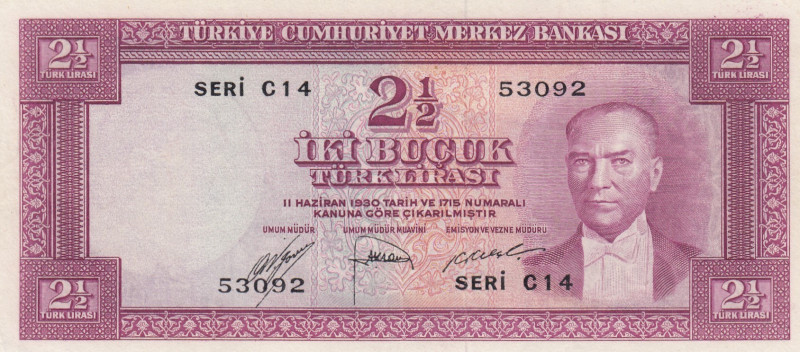 Turkey, 2 1/2 Lira, 1952, XF, p150, 5.Emission
XF
Estimate: USD 100-200