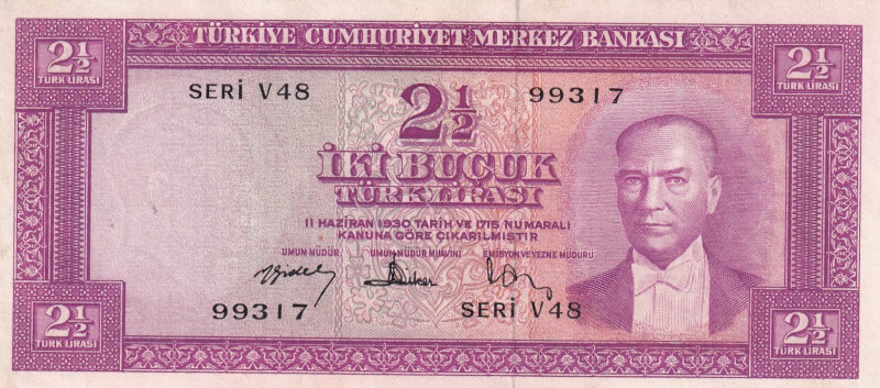 Turkey, 2 1/2 Lira, 1957, AUNC, p152, 5.Emission
AUNC
Estimate: USD 100-200