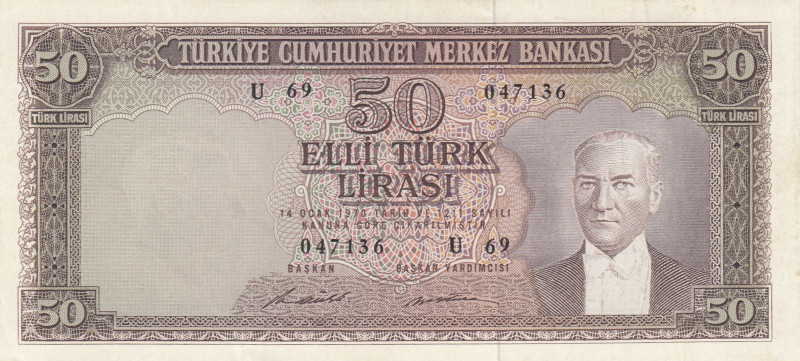 Turkey, 50 Lira, 1971, XF, p187A, 5.Emission
XF
Stained
Estimate: USD 20-40