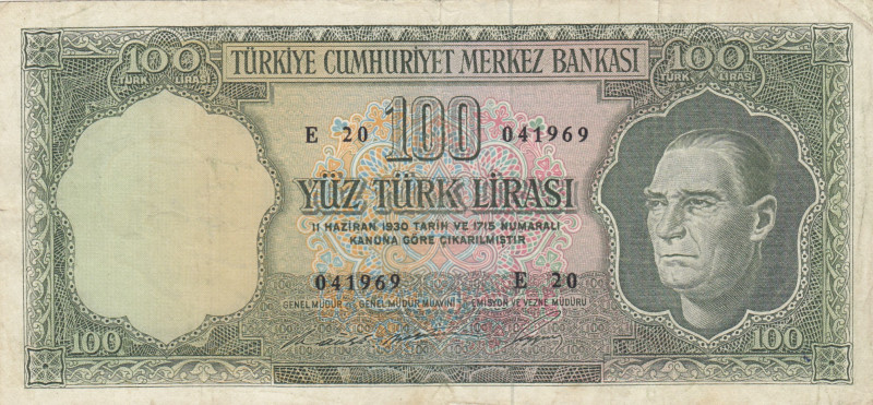 Turkey, 100 Lira, 1969, VF, p182, 5.Emission
VF
There are stains and split
Es...