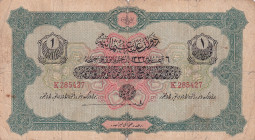 Turkey, Ottoman Empire, 1 Livre, 1916, FINE, p90a, Talat / Hüseyin Cahid
FINE
V. Mehmed Reşad Period, AH: 6 August 1332,sign: Talat / Hüseyin Cahid,...