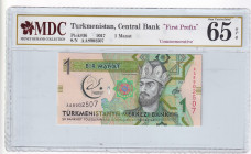 Turkmenistan, 1 Manat, 2017, UNC, p36
UNC
MDC 65 GPQ, Commemorative banknote, First Prefix
Estimate: USD 20-40
