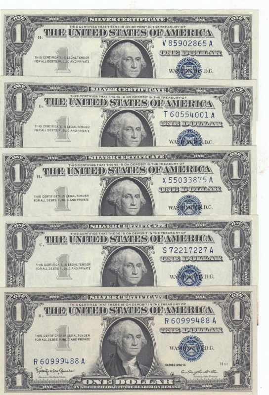 United States of America, 1 Dollar, 1957, UNC, p419b, (Total 5 banknotes)
UNC
...