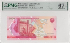 Uzbekistan, 2.000 Som, 2021, UNC, p86a
UNC
PMG 67 EPQ, High condition 
Estimate: USD 25-50