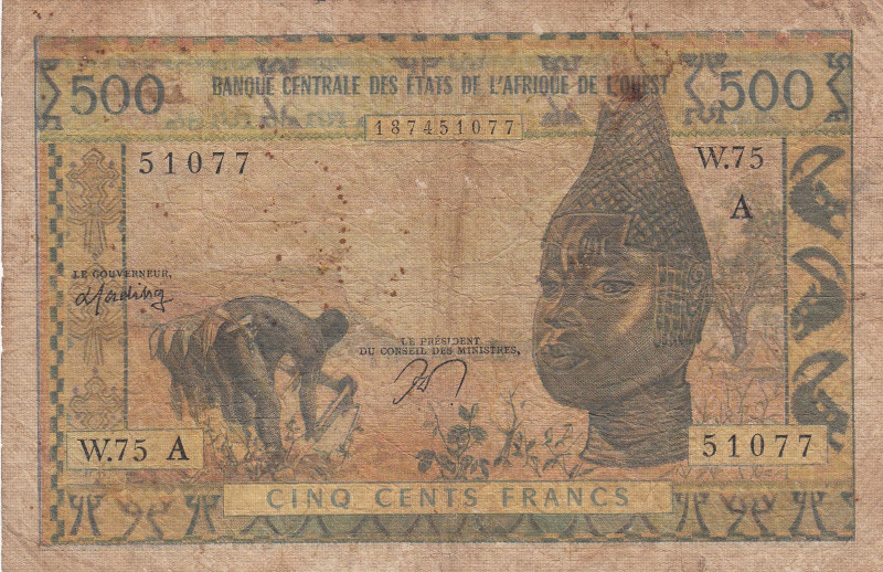 West African States, 500 Francs, 1959/1964, FINE, p102Am
FINE
There are stains...