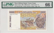 West African States, 1.000 Francs, 1992, UNC, p111Ab
UNC
PMG 66 EPQ
Estimate: USD 40-80