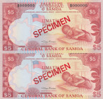 Western Samoa, 5 Tala, 1985, UNC, p26, SPECIMEN
UNC
(Total 2 banknotes)
Estimate: USD 20-40