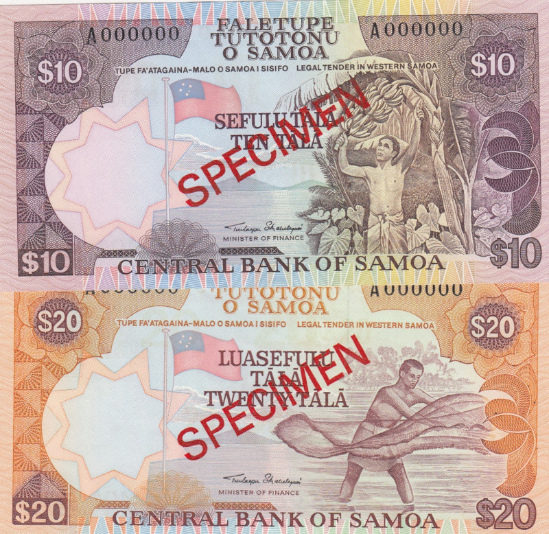 Western Samoa, 10-20 Tala, 1985, UNC, p27;p28, SPECIMEN
UNC
(Total 2 banknotes...