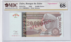 Zaire, 20.000 Zaires, 1996, UNC, p72s, SPECIMEN
UNC
MDC 68 GPQ
Estimate: USD 20-40