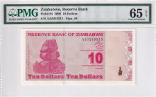 Zimbabwe, 10 Dollars, 2009, UNC, p94
UNC
PMG 65 EPQ
Estimate: USD 20-40