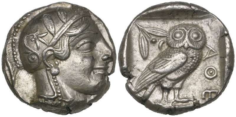 Attica, Athens, tetradrachm, c. 440 BC, helmeted head of Athena right, rev., ΑΘΕ...