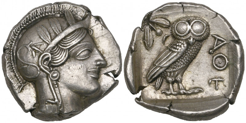 Attica, Athens, tetradrachm, c. 430 BC, helmeted head of Athena right, rev., ΑΘΕ...