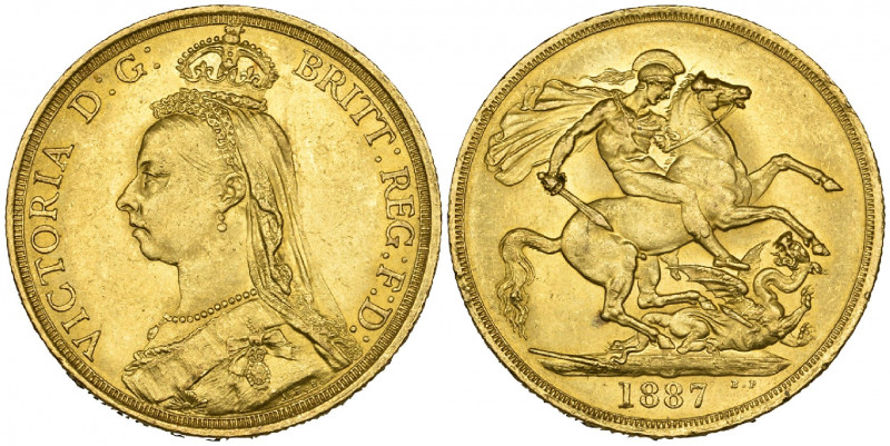 Victoria, Jubilee, 1887, two-pounds, a couple of scuffs, extremely fine 

Esti...