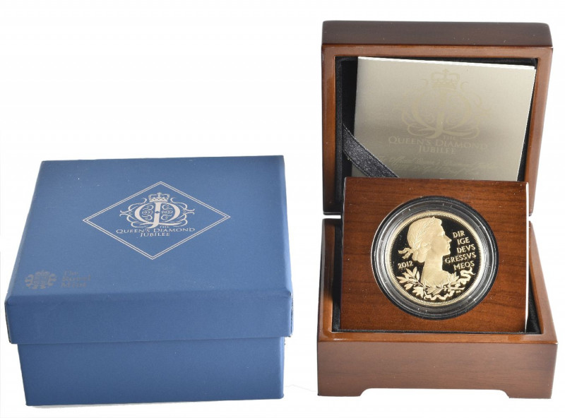 Elizabeth II, Diamond Jubilee, 2012, proof £5 crown struck in gold, mint state a...