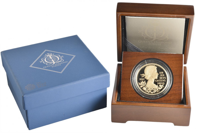 Elizabeth II, Diamond Jubilee, 2012, proof £5 crown struck in gold, mint state a...