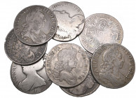 Charles II - Anne, crowns (8), 1663, 1667 nono, 1672, 1676 (this with “JA Obit 27 Feby. 1803-MB Obit July 19 1813’ engraved on obverse), 1687, 1695 OC...