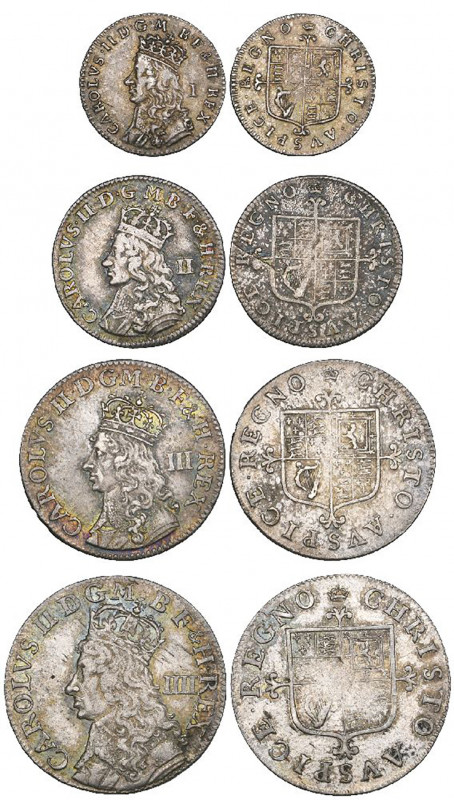 Charles II, small silver set, undated machine-struck issue, with mark of value b...