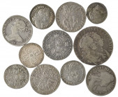 William and Mary – George II, halfcrown, 1689, shillings (5), 1697, 1707 E (post-Union shields), 1723 SSC, 1758, 1787, sixpences (3), 1696, 1757, 1758...