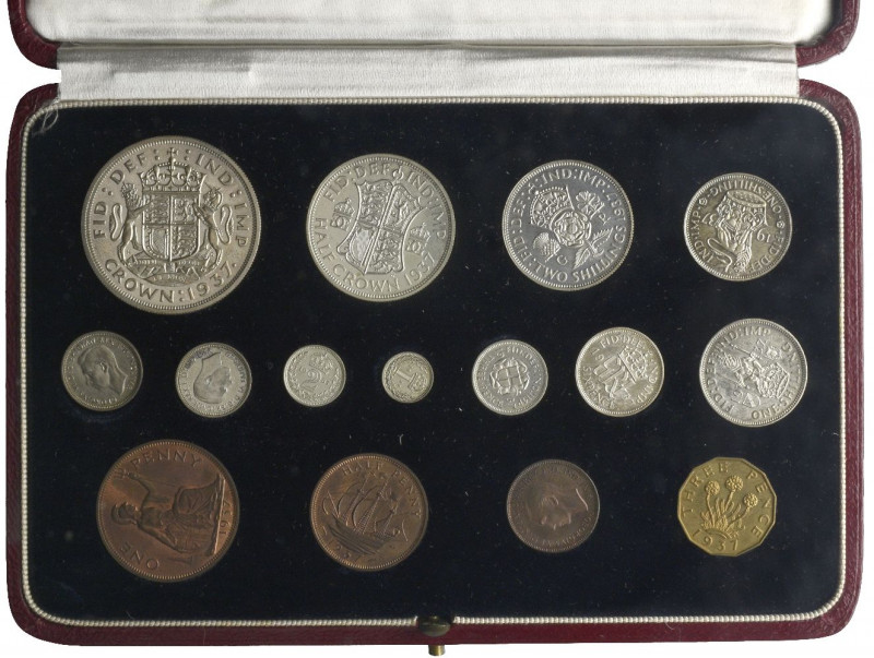 George VI, Coronation, 1937, proof set of 15 coins, comprising silver crown to b...