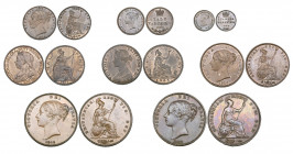 Victoria, miscellaneous copper and bronze issues (8), pennies (2), 1848, 1857 ot; halfpennies (3), 1853, 1865, 1896, farthing, 1859, half-farthing, 18...