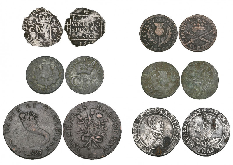 Scotland, miscellaneous coins (6), comprising: Francis & Mary, twelvepenny groat...