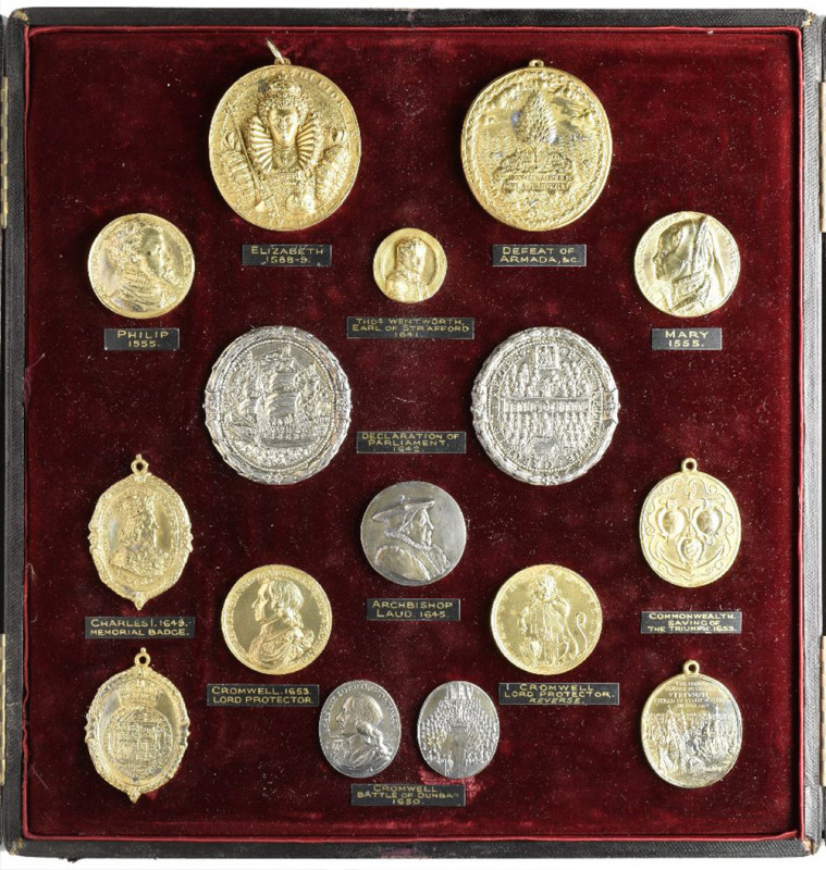Elizabeth I – Cromwell, a set of late 19th century uniface electrotypes of medal...